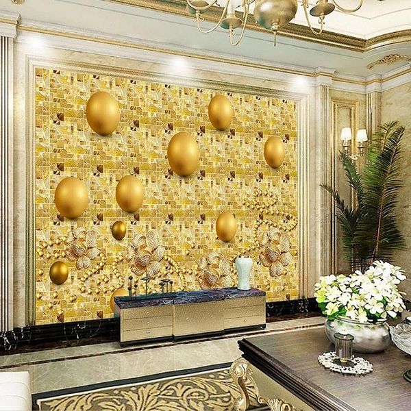 

wallpapers custom large mural 3d wallpaper fashion modern luxury creative golden jewelry mosaic sphere tv back wall decor 5d embossed
