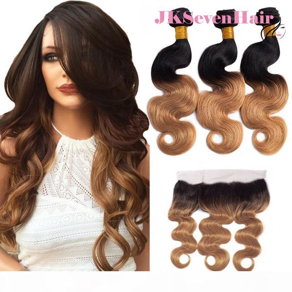 

ombre 1b honey blonde brazilian body wave virgin hair 3pcs with 13x4inch lace frontal peruvian indian malaysian 1b 27 hair wefts w fronta, Black