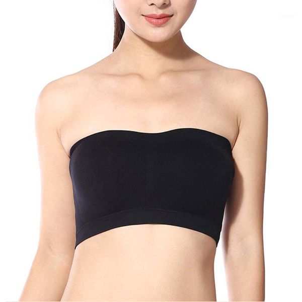 

bustiers & corsets solid women seamless tube breathable strapless push up bra comfortable padded underwear, Black;white