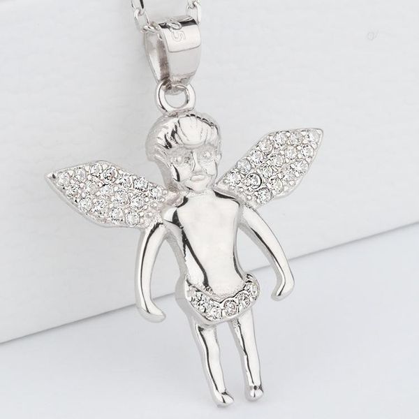 

chains hn12 925 sterling silver little angel pendant necklace boy jewelry