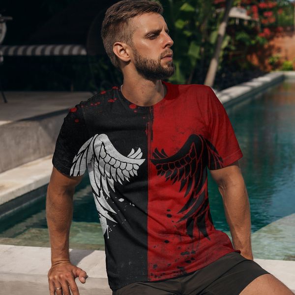 

black and white wings 3d printed t-shirts are unique, stylish, beautiful, breathable and comfortable, daily party travel, visual impact, got, White;black