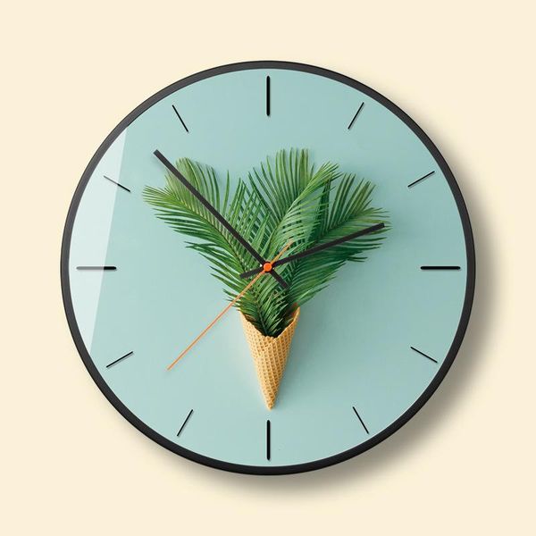 

wall clocks nordic clock green plant creative electronic gift living room kitchen decoration modern design 50w072
