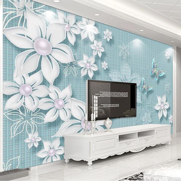 

wallpapers modern simple wallpaper 3d stereo flowers butterfly ball murals living room tv sofa background wall decor papel de parede sala