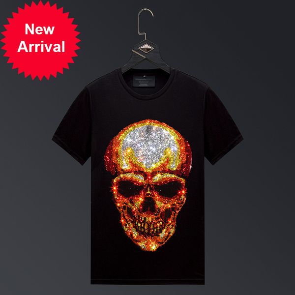 

More Size 2021 Skull Strass t Short Man Streetwear Fashion Clothes Thin Neck Tshirts Calaveras Shirt Tgi6, White;black