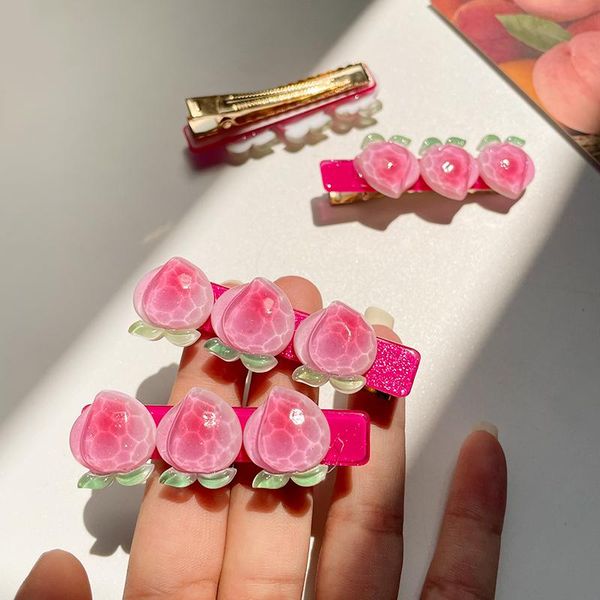

hair clips & barrettes 2021 fashion clip for girls sweet design fresh fruit pink peach hairpin pins head wear accessories, Golden;silver