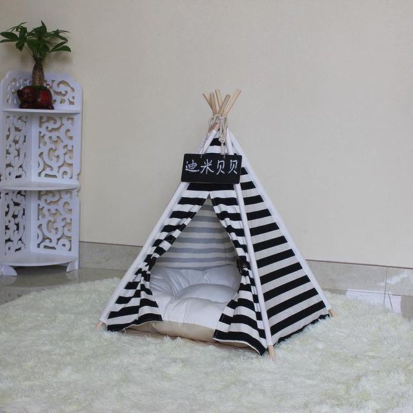 

kennels & pens 2021 black stripped dog tents mats cushions with wood sleeping mat outdoor portable tent pet home travel product