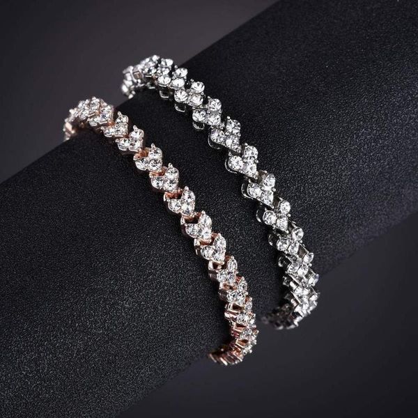 

link, chain exquisite luxury roman crystal bracelet for women wedding gift korean rose gold silver color bracelets charm jewelry, Black