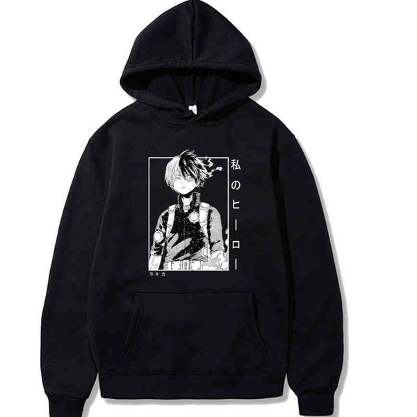 

anime boku no hero academia s todoroki hoodi men women moleton, Black