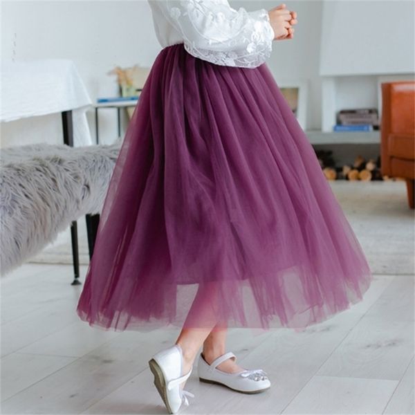 

girls long skirts fluffy kids ball gown soft pettiskirts tulle toddler girl princess dance party 210702, Black