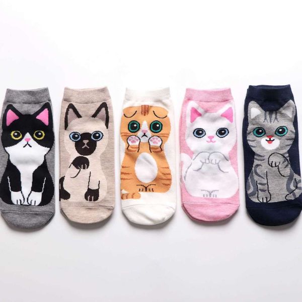 

women's socks summer thin cute cartoon stereo ear adult, Black
