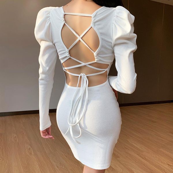 

backless bandge women autumn winter dress sleeve package hip 7uwi, Black;gray