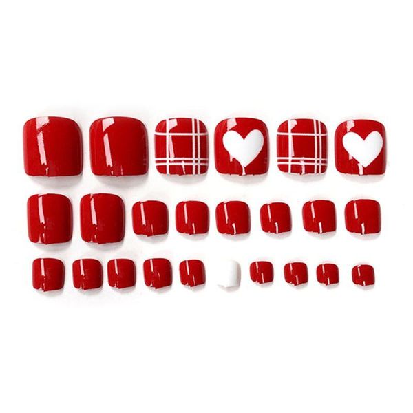 

false nails 24pcs/set 3d cute fashion with adhesive easy install nail decor for bride manicure store, Red;gold
