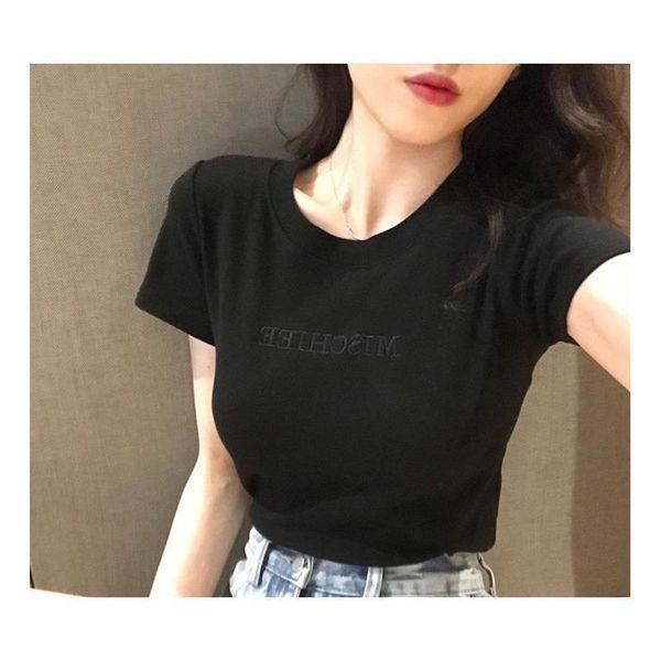 

2021 new women solid thin slimt shirt tee summer solid casual t-shirt female tee shirt femme, White