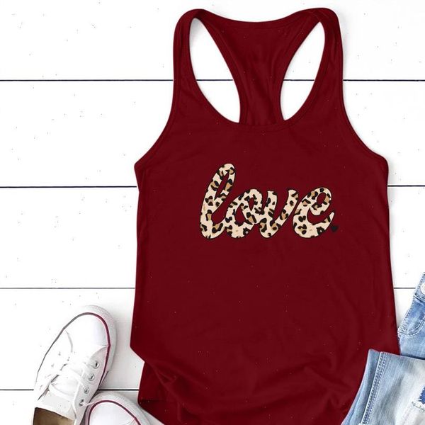 

2021 leopard love printing tanks women summer casual tank women summer plus size sleeveless verano mujer, White