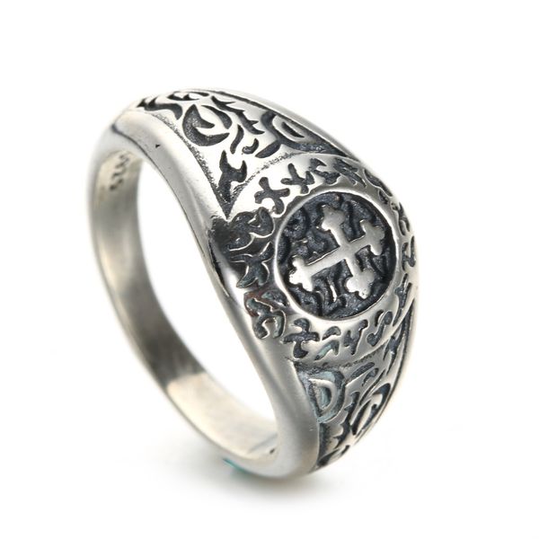 

men's 925 sier jewelry cross ring medal, Silver