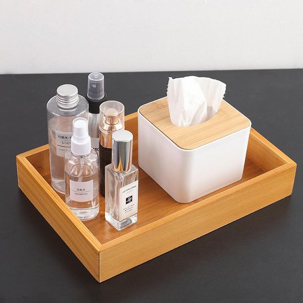 

kitchen storage & organization rectangle wood trays for food fruit dessert tea snack plate tray durable home decoration