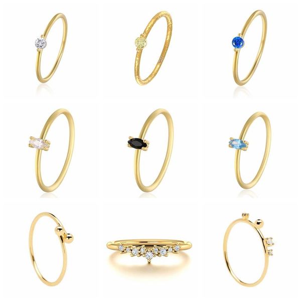 

cluster rings aide 925 sterling silver colorful zircon cz for women crystal butterfly thin fashion wedding party jewelry anillos, Golden;silver