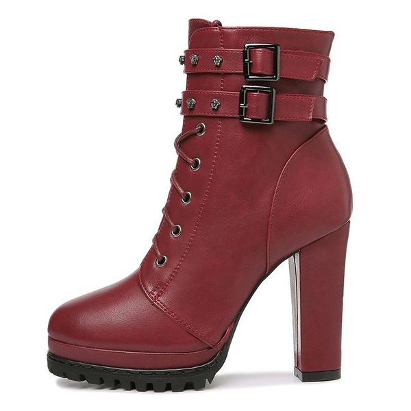 

dress shoes chunky heel boots women's platform, Black
