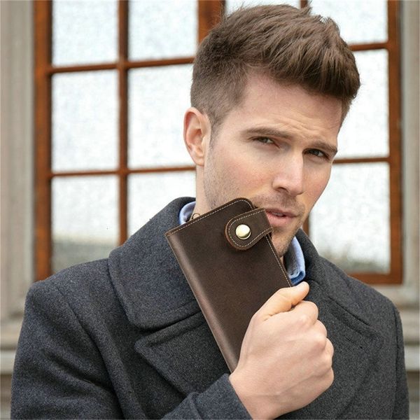 

2019 leather men's wallet retro security crazy horseshoe vertical wallet