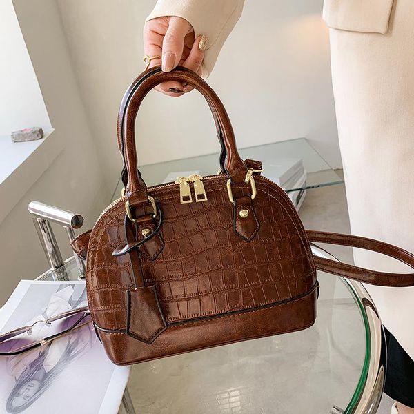 

women bag shoulder bag messenger female stone pattern portable shell retro handbags sac