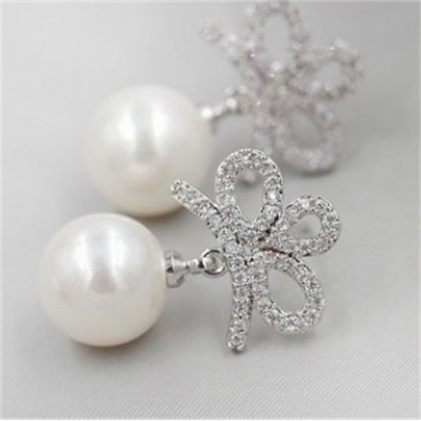 

wonderful low price dimaond crystal zircon shell pearl moble 925 silver lady's earings (11.48yytt