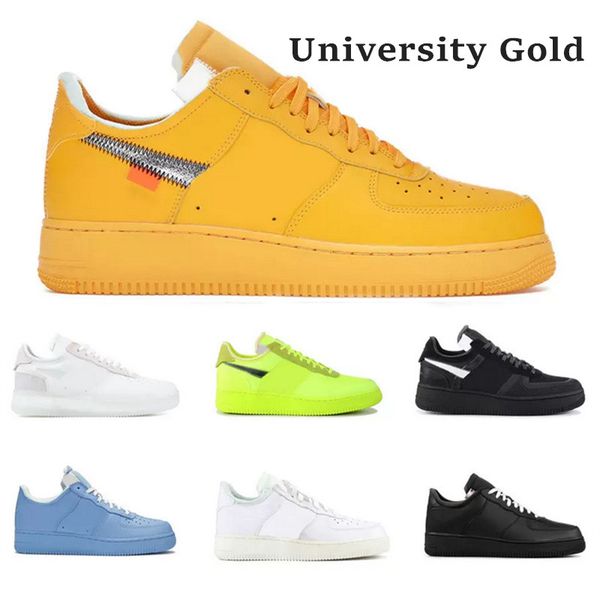 

2021 mca shoes 1 university gold metallic silver ow low off blue volt black white '07 moma men women outdoor sneakers trainers