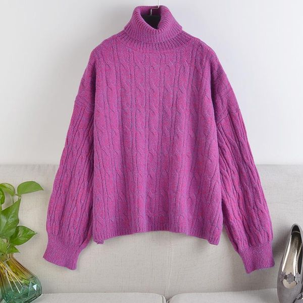 

women's sweaters women sweater jumpers turlt-turtleneck 2021 autumn winter knitwear cross split loose female knitted pullovers for, White;black