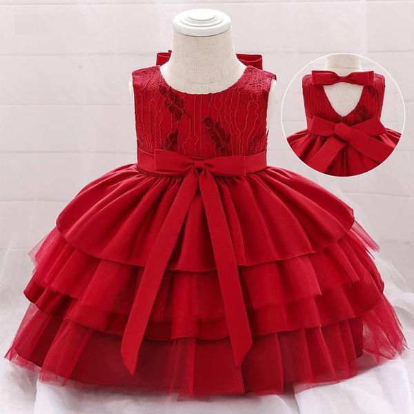 

girl's dresses year baby girl 1 birthday dress bow princess born christening gowns tutu party clothes, Red;yellow