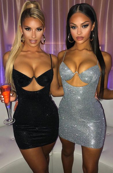 

casual dresses solid color hollow spaghetti strap dress women 2021 summer female nightclub, Black;gray