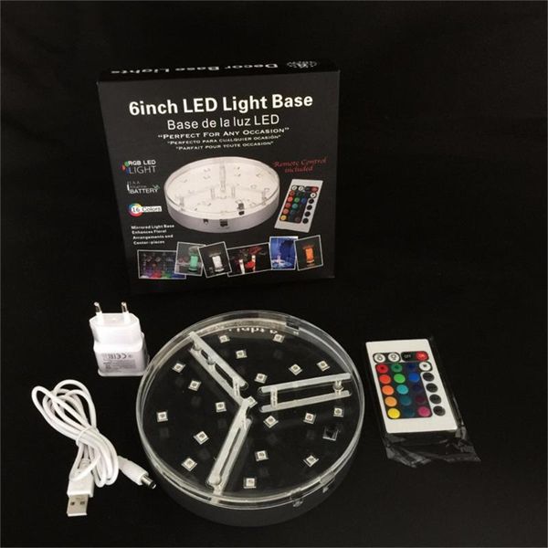 

party decoration 2 pieces/lot rechargeable lithium battery operated remote controlled led under vase light for wedding table centerpeices