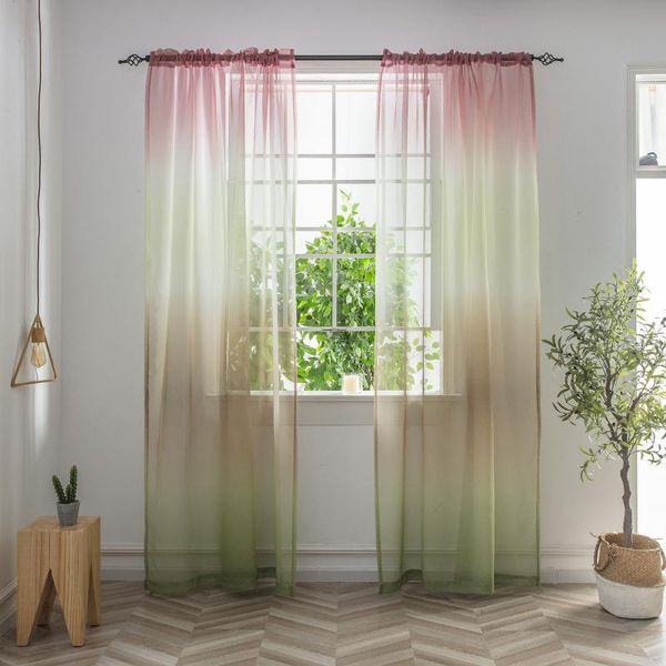 

curtain & drapes curtains for girls bedroom decor set 2 ombre window sheer gradient rainbow room gender reveal party supplies