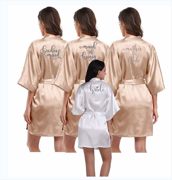 

champagne gold bride robe women sleepwear bathrobe satin bridal party shower bridesmaid getting married wedding robes, Black;red