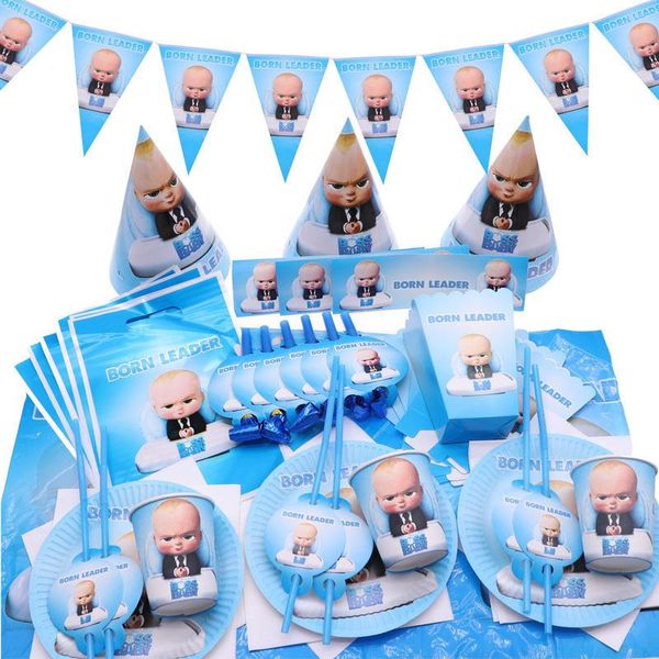 

disposable dinnerware cartoon born leader boss baby birthday tableware wedding decoration tablecloth plate cup shower kids