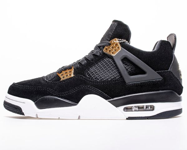 

royalty jumpman 4 4s fashion shoe black gold mens womens basketball shoes