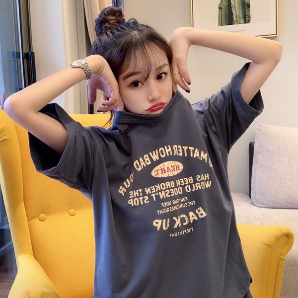 

preppy 2021 new case letter print women's summer street style of harajuku single short t-shirt student xrb0, White