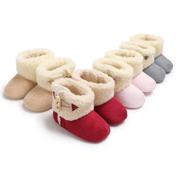 

sneakers born baby toddler boy girl snow boots winter warm fur crib shoes prewalker us, Black;red