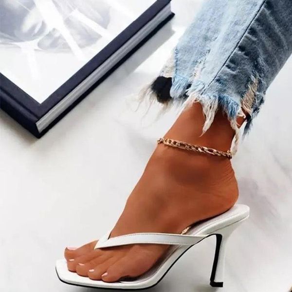 

slippers style mid-heel women sandals european and american fashion stiletto flat toe 42 large size women's shoes, Black