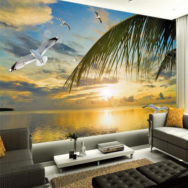 

wallpapers shuhiko beautiful hawaiian sunset tv couch background wall custom large mural green silk wallpaper papel de parede