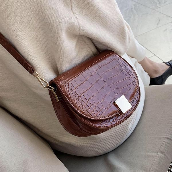 

cross body vintage stone pattern 2021 fashion pu leather women's designer handbag travel shoulder messenger bag