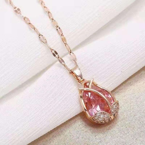 

pendant necklaces tulip necklace for women korean version of fashion temperament all-match ins light luxury titanium steel jewelry wholesale, Silver
