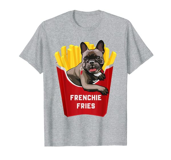 

frenchie french bulldog fries t-shirt, White;black