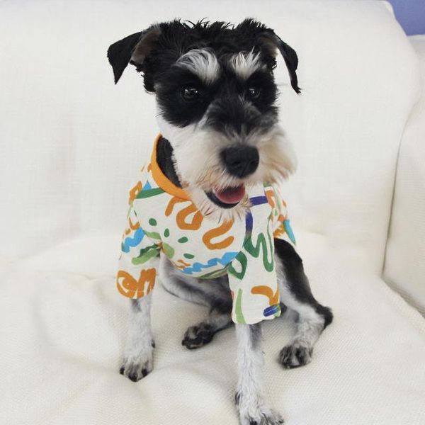 

pet home clothes graffiti design fashion white dog clothes