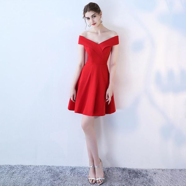 

party dresses off the shoulder elegant white simple homecoming a-line knee-length sleeveless navy blue bridesmaid dress with pleated, White;black