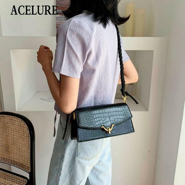 

cross body acelure solid color alligator pu leather women shoulder crossbody bags fashion small messenger ladies party wedding purse