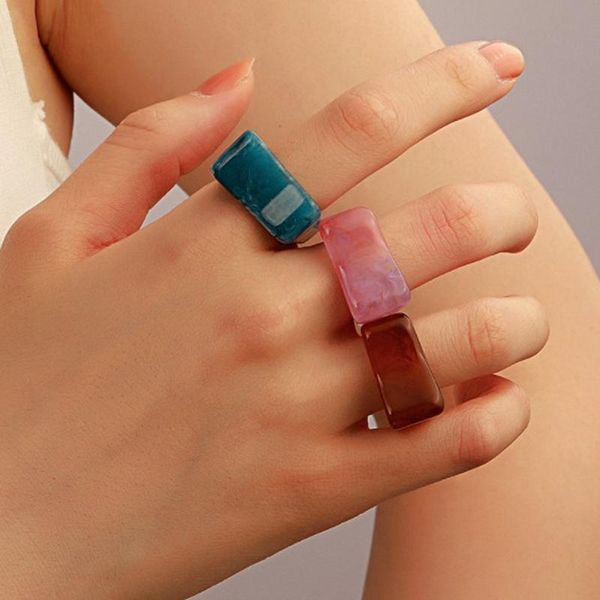 

wedding rings hocole colorful transparent acrylic rhinestone resin ring geometry irregular butterfly for women girls party jewelry, Slivery;golden