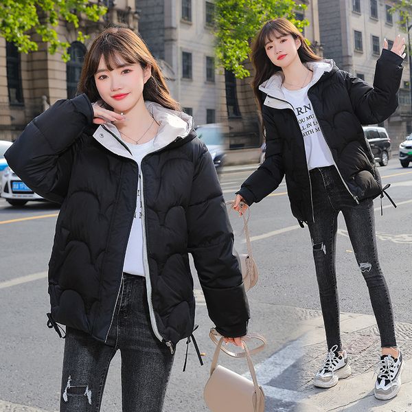 

down padded jacket women's winter 2021 new korean version of loose thick ladies padded jacket casual, Black