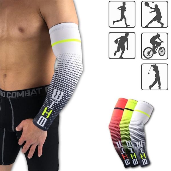 

elbow & knee pads 1pair/2pcs cool men sport cycling running bicycle uv sun protection cuff cover protective arm sleeve bike warmers sleeves, Black;gray