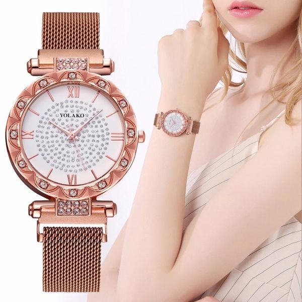 

wristwatches fashion women magnet buckle full diamond wrist watches casual luxury ladies stainless steel quartz watch clock relogio feminino, Slivery;brown