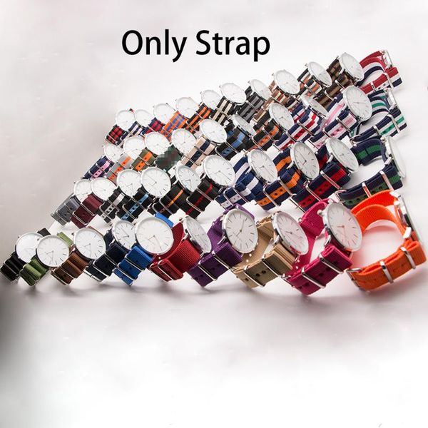 

watch bands nylon straps 18mm 20mm 22mm 24mm replacement band for nato canvas watchband with silver steel buckle, Black;brown