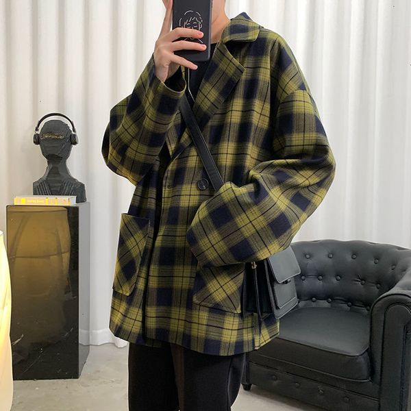 

new 2021 privathinker men's casual oversize plaid jackets woman fashion suit korean streetwear male vintage jacket clothing l4h1, Black;brown